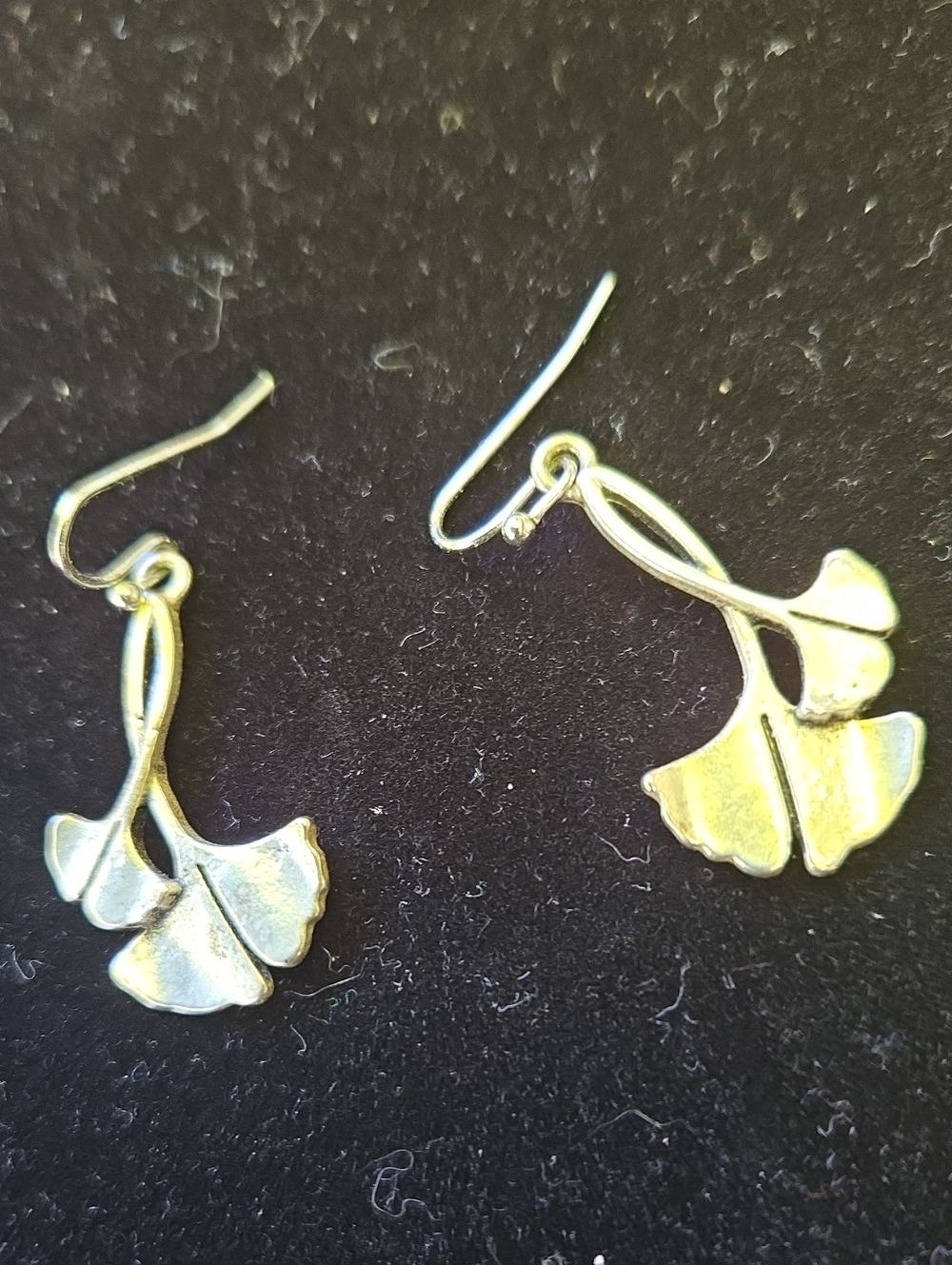 Silvertone Ginko Leaf Earrings